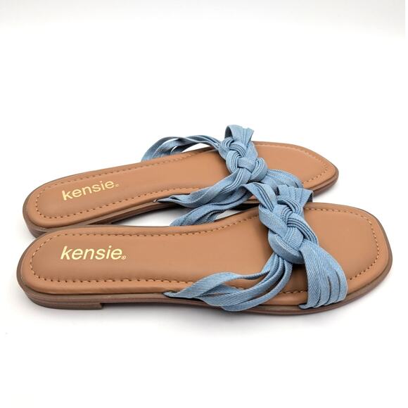 Kensie Raine Knotted Slide Sandal Slip On Women's Denim Blue Size US8.5M EU39 - Picture 3 of 11